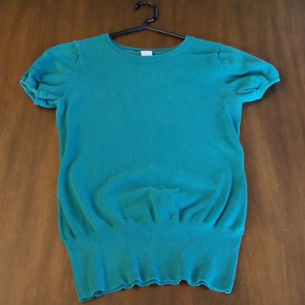 Green Gap Sweater Shirt with Poof Sleeves